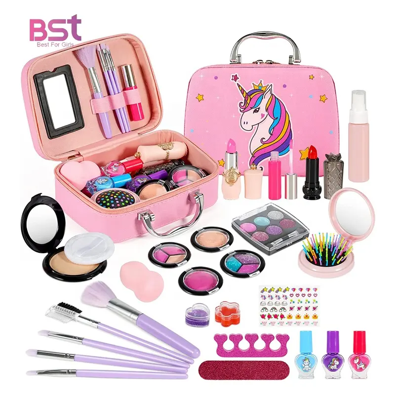 Kit de maquillage lavable pour petite fille, jouet de maquillage de princesse