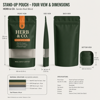 Sachet d'emballage personnalisé en PE pour épices, résistant à l'humidité, refermable avec fermeture éclair, pochette autoportante pour aliments pour bébés et chewing-gum 100g 200g