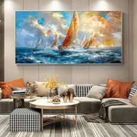 Peinture à l'huile abstraite 3D sur toile en plastique/acrylique sur mesure en gros, art déco, paysage marin, décoration murale pour la maison avec couteau