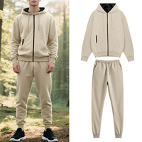 Hoodie pria lengan panjang, setelan celana jaket ritsleting atletik lengan panjang, Set Hoodie olahraga Jogging, setelan keringat kasual Logo kustom untuk pria