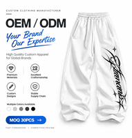 Pantalon de survêtement streetwear ample et large de haute qualité, imprimé personnalisé, délavé à l'acide, en molleton bouclette, pour homme, en coton