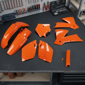 Kit di plastica pieno di 127 arancione per KTM SX 250 2003-2003 tra cui ABS in lega di alluminio in lega di alluminio titanio supporto laterale spedito aria - Product Image 3