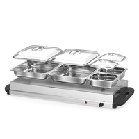 Chauffe-Plats et Réchaud de Buffet pour Usage Domestique, Chaleur Réglable, Idéal pour les Fêtes, les Vacances et les Réceptions, Quatre Compartiments de 2,5 Quart, Modèle Proctor Silex