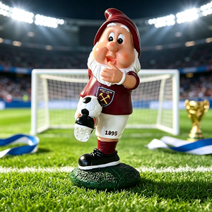 Divertida Figura de Gnomo de Jardín de Fútbol de Poliresina Ecológica de 11.26 Pulgadas, Decoración Deportiva para Exteriores, Colores de Equipo Personalizados Disponibles - Product Image 1