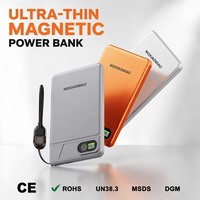 Banco de Energía Inalámbrico Magnético con Logotipo Personalizado, Ultra Delgado, 5000mAh/10000mAh, Carga Rápida PD20W, Aleación de Aluminio, Portátil con Soporte, B2B