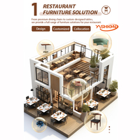 Nouvelle conception : Ensemble de mobilier de restaurant en bois massif, canapé croisé, banquette de restaurant tout confort avec table et chaises de restaurant