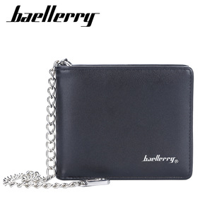 Portefeuille pour homme Baellerry en cuir PU avec chaîne antivol, plusieurs emplacements pour cartes, utilisation quotidienne, couleur café noir - Product Image 1