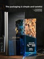 Trophée en cristal coloré créatif avec impression UV - Personnalisé - Récompenses d'employé de l'année pour les cérémonies de fin d'année - Élégant