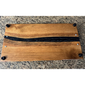 Resina epossidica nera, stile fiume, tavola di salumi di quercia - Product Image 3