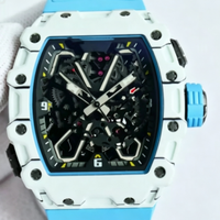 Montre-bracelet mécanique pour homme, forme tonneau, mouvement apparent, étanche, style sport
