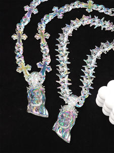 Collar con Colgante <span class=keywords><strong>de</strong></span> Cabeza <span class=keywords><strong>de</strong></span> Jesús Clásico, Joyería con Efecto Láser, Cadena <span class=keywords><strong>de</strong></span> Espinas Estilo Hip Hop, Cruz, Corazón, Eslabones <span class=keywords><strong>de</strong></span> Acero, Collar <span class=keywords><strong>de</strong></span> Jesús Acrílico para Hombre - Product Image 4