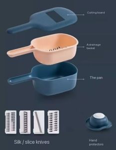 Coupe-légumes multifonctionnel pour cuisine domestique, avec panier égouttoir en PP, râpe et trancheuse à radis, fonctionnement manuel, vente en gros - Product Image 3