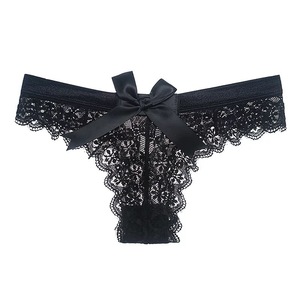 Lingerie sexy pour femmes, exportée vers l'Europe et l'Amérique, culottes transparentes en dentelle avec nœud, slips, strings, vente en gros - Product Image 3