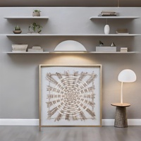 Décoration murale Art déco moderne écologique DIY avec cadre en bois et boîte à ombre en papier de riz, faite à la main, durable, pour cuisine