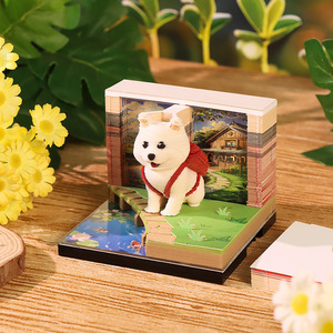 Bloc de Notas 3D con Diseño de Perro Samoyedo, Notas Adhesivas Creativas con Grabado Láser en Papel, Decoración de Escritorio con Animal Bonito, Regalo Artístico para Oficina, Escuela y Hogar - Product Image 4