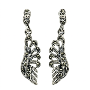 925artpalace Magnifiques boucles d'oreilles en argent sterling 925 avec pierres précieuses couleur bronze et marcassite - Product Image 1