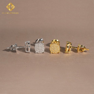 Bông tai tròn kiểu vặn xoắn, đính đá Moissanite VVS, bạc 925, kiểu Hip Hop, bán buôn RTS. - Product Image 2