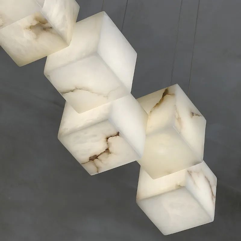 Lustre de luxo com iluminação tipo alabaster, luminária pendente, para sala de estar, mármore, alabaster