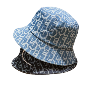 Unisex Denim Cotton Bucket Hat Leopard Print Bows Sporty Four Seasons Sun Protection Fishing Cycling - Product Image 1