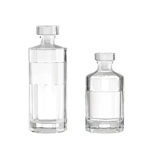Factory Wholesale Square Letter Embossed Vodka Gin Rum Tequila Beverage Glass Bottle