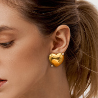 Gaovo – boucles d'oreilles en forme de cœur creux, plaqué or 18 carats, en acier inoxydable, incrusté de strass, étanche, hypoallergénique, bijoux pour femmes