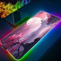 Tapis de Souris LED RGB Paysage Naturel pour Ordinateur, Tapis de Clavier, Tapis de Souris Gamer, Tapis de Bureau Doux, Tapis de Table, Tapis de Bureau