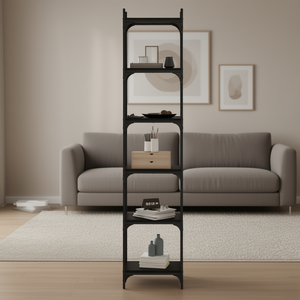 Libreria a 6 Ripiani in Legno Ingegnerizzato Nero D0100H5XV6T 15.7x11.8x74, Scaffale Moderno Minimalista Autoportante per Soggiorno - Product Image 2