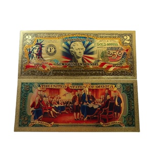 Custom Amerika Collectie 250ste Verjaardag Herdenking Bank Nota Plastic Goud Folie Verguld Bankbiljet - Product Image 2