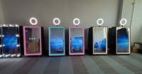 Cabina de Fotos Interactiva Inteligente Estilo Retro con Espejo Mágico, Carcasa para Fotomatón con Luz LED, Cámara e Impresora