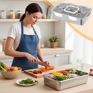 Lekfre <strong>Stainless</strong> <strong>Steel</strong> Compartmentalized Snack Box Snack <strong>Containers</strong> with Lids for Travel Dishwasher Safe Keeps <strong>Food</strong> Fresh - Product Image 2
