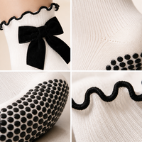 Chaussettes de yoga antidérapantes personnalisées avec logo et nœud pour femmes, chaussettes de Pilates et de barre avec grip, chaussettes de fitness antidérapantes en coton