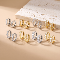 Boucles d'oreilles pendantes HOVANCI en acier inoxydable plaqué or corail, forme C, zircon, nouveau design