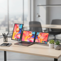 Moniteur portable triple écran LCD sans pilote, 14 pouces FHD IPS rotatif, double affichage pour extension d'écran d'ordinateur portable