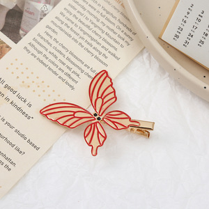 Korean Sweet Alloy Side Clip Hairpins Butterfly Duckbill <b>Hair</b> Accessories for Girls Wholesale - Product Image 2