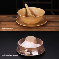 Ensemble de bols jetables en coque de riz, épaissis, résistants à la chaleur et au froid, compatibles micro-ondes, pour extérieur, mariage, banquet, usage domestique