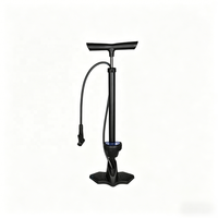 Pompe à vélo de sol Worldcycle AIR5E 230 PSI haute pression, corps en alliage d'aluminium, jauge intégrée, légère, valves Schrader/Presta, étanche