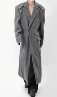Vente en gros Long manteau en laine de cachemire véritable personnalisé pour hommes simple face en laine véritable sur un côté vêtements pardessus double boutonnage