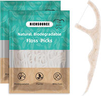 Fil dentaire double fil biodégradable à 100 %, saveur menthe fraîche, emballage OEM ODM, faible MOQ