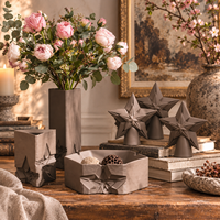 Plateau en céramique marron chocolat et collection de sculptures étoiles – Décoration géométrique pour la maison, idéal pour la présentation sur table