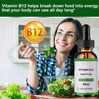 VitaSpring OEM Vitamine B12 et B9, booster d'énergie, gouttes buvables, compléments alimentaires végétaliens, 5000 mcg de vitamine B12 en gouttes liquides