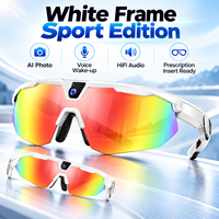Lunettes de cyclisme intelligentes IA avec caméra 8MP, photos 32MP, vidéo 1200P, transfert Wi-Fi, EIS anti-tremblement, IP66, 49g, lunettes de soleil sport en temps réel