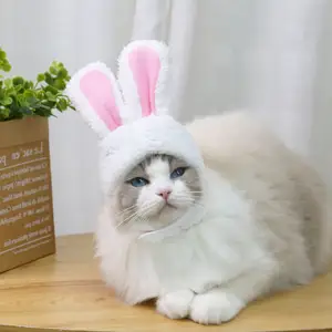 最佳供应商可爱宠物配件服装兔子兔子帽带耳朵猫帽