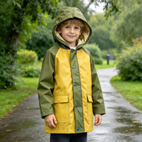 Veste imperméable à capuche pour enfants SEMLAI, écologique, à blocs de couleur, en PU, avec poches à rabat, vêtements de pluie pour enfants, coupe-vent, doublure en polaire