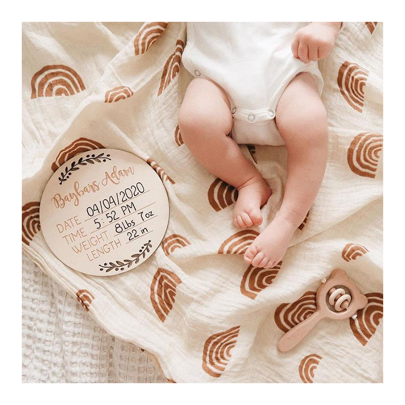 Baby Monthly Milestone Cards Wooden Newborn Baby Birth Announcement Cards