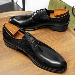 Chaussures habillées pour hommes en cuir véritable respirant, style mocassin à bout carré et lacets, collection 2025 – Nouveauté de luxe et tendance, en promotion - Product Image 2