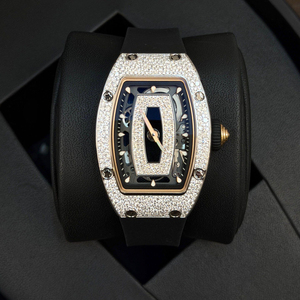 Montre automatique mécanique de luxe avancée pour <span class=keywords><strong>femme</strong></span>, design entièrement serti de diamants, 0701, avec diamant Moissanite flocon de neige noir sur cadran - Product Image 1