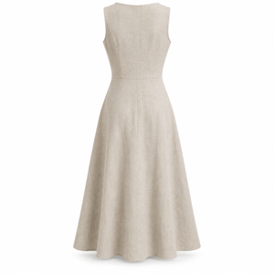 Vestido casual sin mangas con cuello en V para mujer, vestido midi con botones delanteros de color sólido para uso diario - Product Image 2