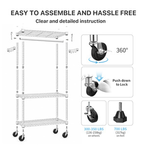 Étagère de rangement en métal robuste à 3 niveaux en acier au carbone MZG pour la vente au détail de chaussures, vêtements et articles ménagers - Product Image 4