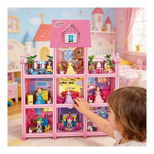 Indoor Pretend Play Villa Houses With Bedroom Kitchen Bathroom Furniture Gift for Kids Girls <b>Boys</b> - Product Image 3