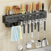 Organisateur de rangement de cuisine mural porte-ustensiles de cuisine avec porte-serviettes pour vaisselle